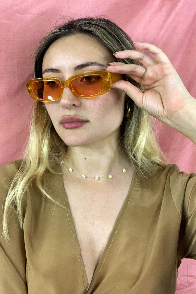 70s Crystal Cat Eye Sunglasses - Sunrise Orange - Image 3