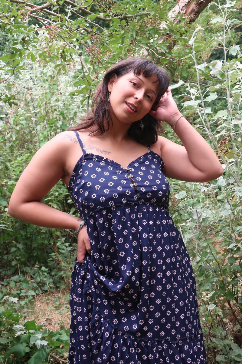 Alice Maxi Dress in Oxford Blue Blossom - Image 3