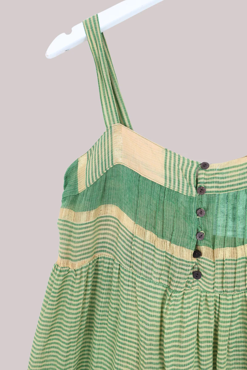 Amelia Vintage Cotton Maxi Dress - Pistachio Stripe - Size M/L - Image 2