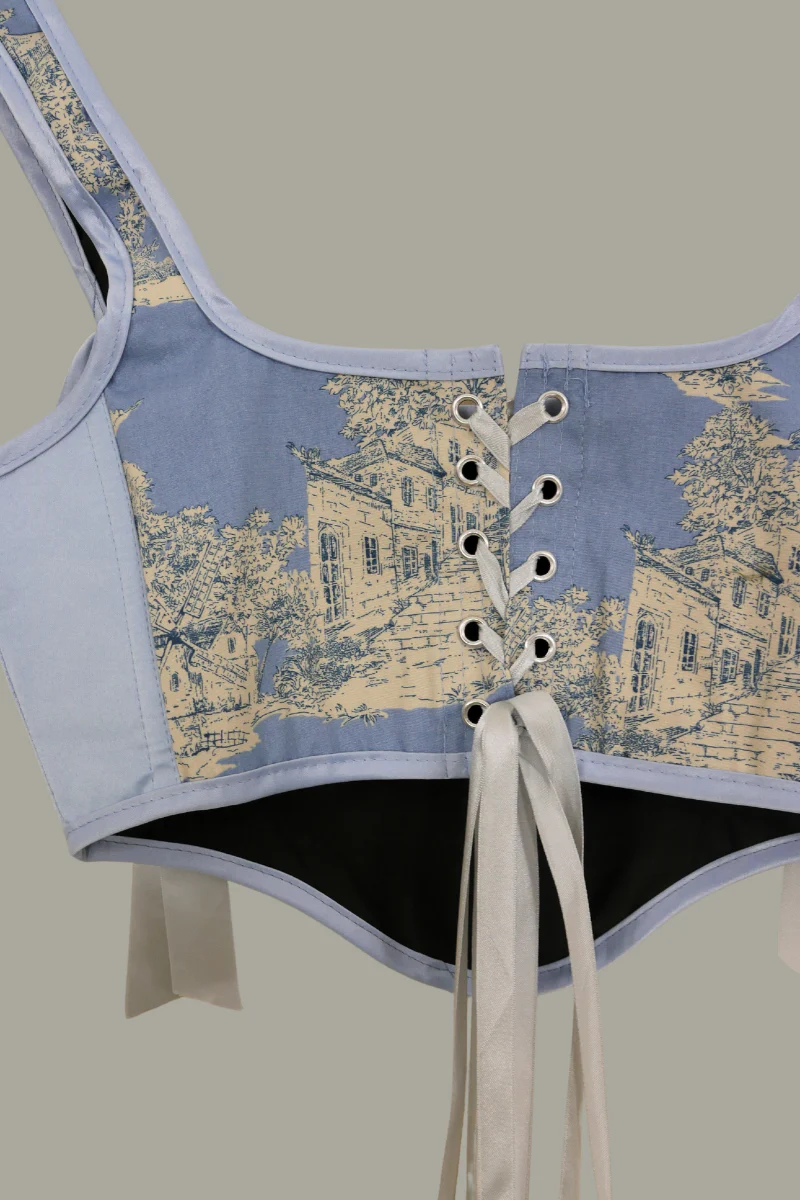 Antoinette Toile Corset in Fine China Blue - Image 3