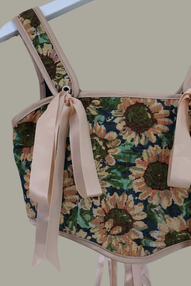 Antoinette Tapestry Corset in Sunflower Fields - Image 2