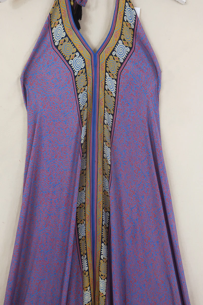 Athena Maxi Dress - Vintage Sari - Marbled Heather & Sun Abstract - Free Size M/L - Image 2