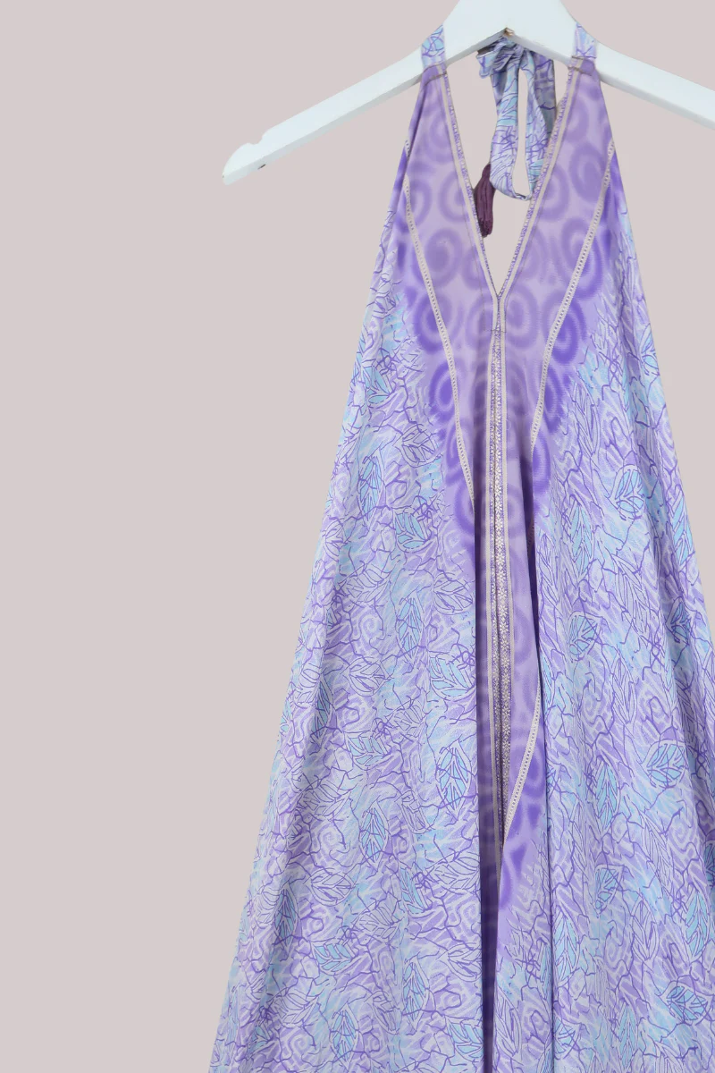 Athena Recycled Sari Maxi Dress in Dreamy Pale Lavender - Free Size S/M - Image 2