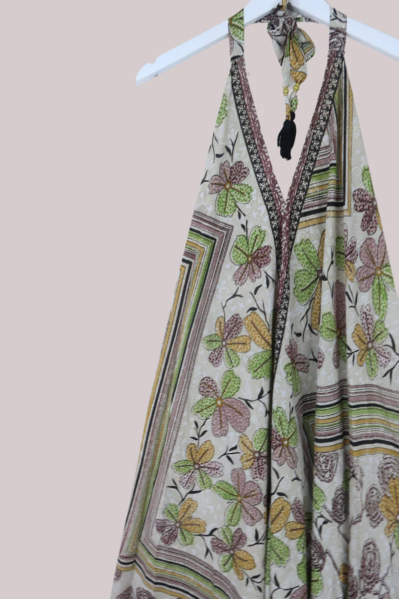 Athena Recycled Sari Maxi Dress in Harvest Moon Florals - Free Size M/L - Image 2