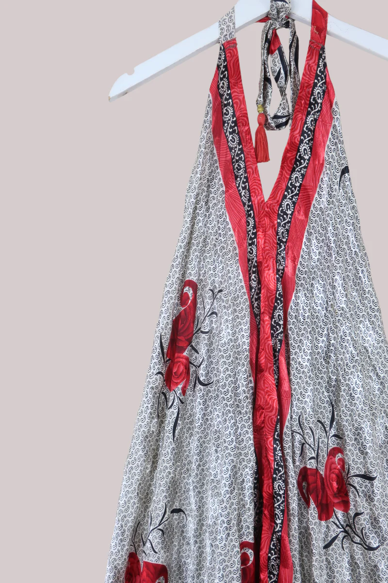 Athena Recycled Sari Maxi Dress in Paisley Rose Garden - Free Size M/L - Image 2