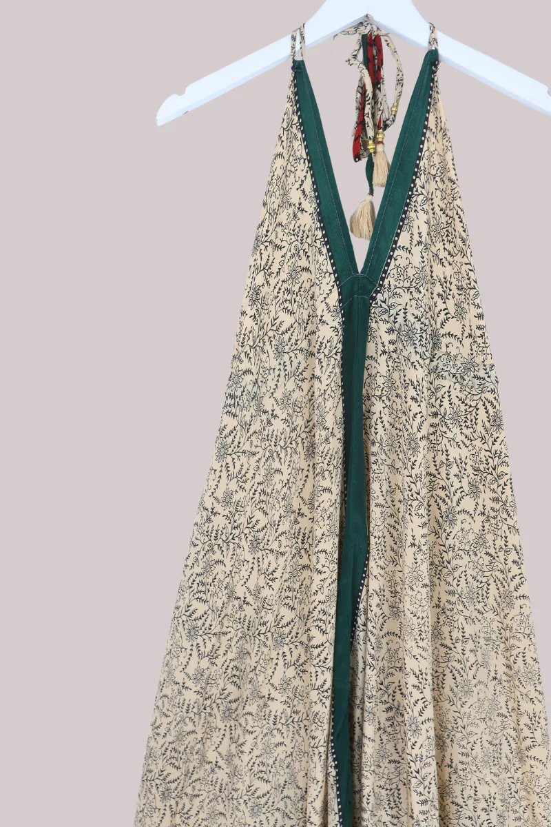 Blossom Halter Maxi Dress in Hand Drawn Florals - Free Size M/L - Image 2