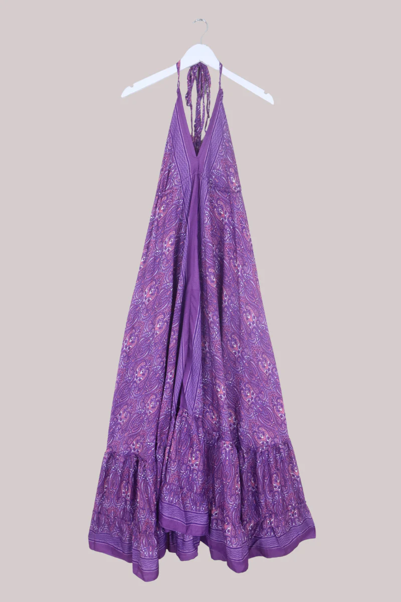Blossom Halter Maxi Dress in Jeweled Violet Paisley - Free Size L/XL