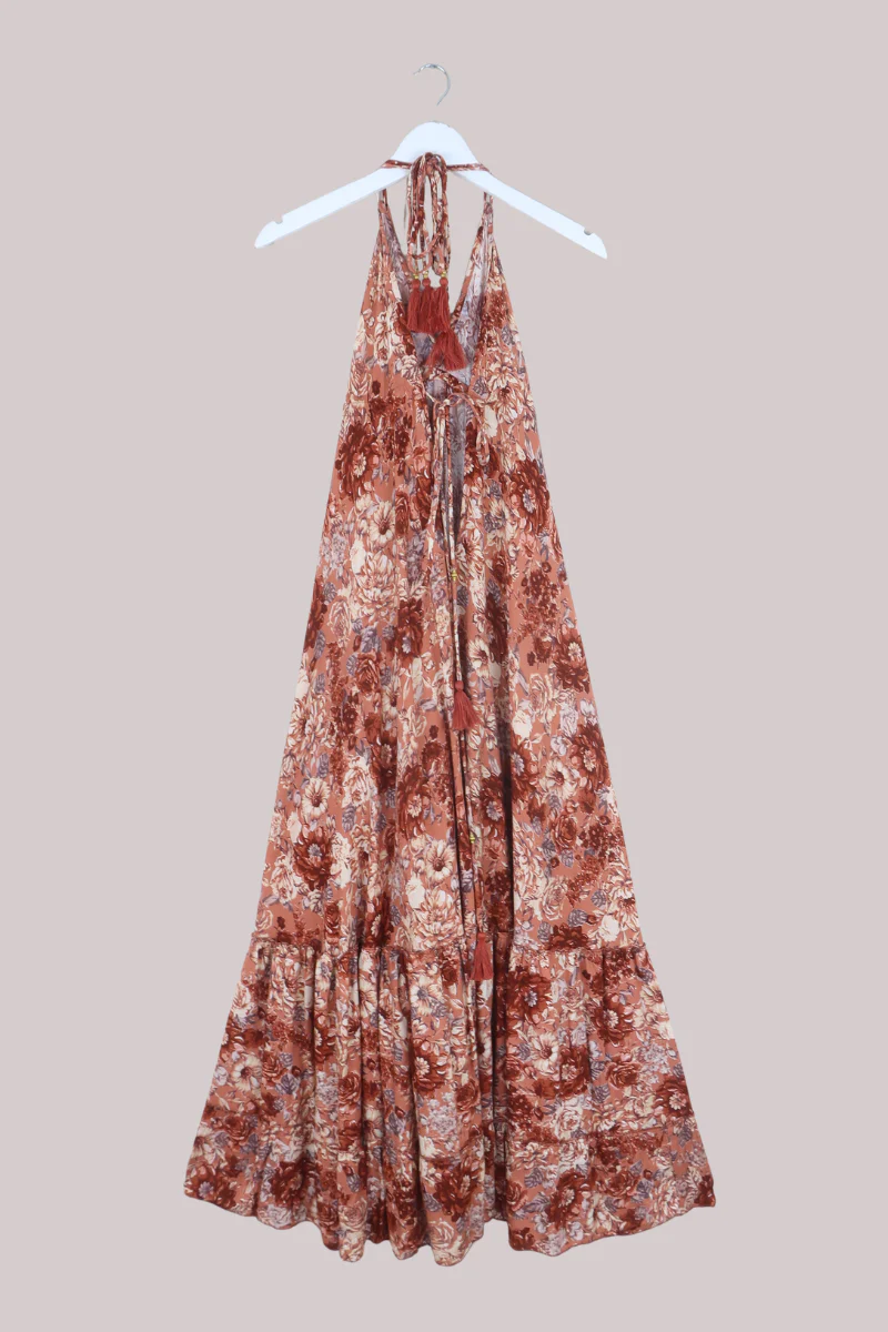 Blossom Halter Maxi Dress in Terracotta Blush Floral - Image 6