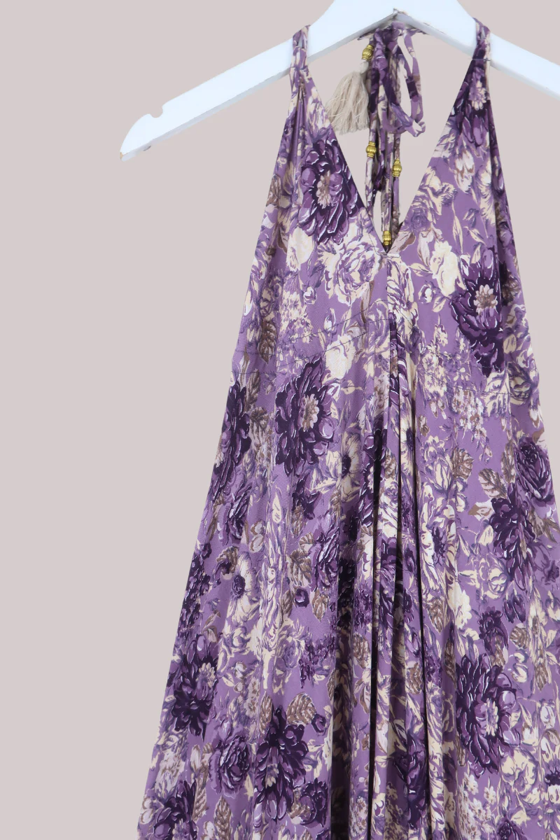 Blossom Halter Maxi Dress in Whisper Purple Floral - Image 4