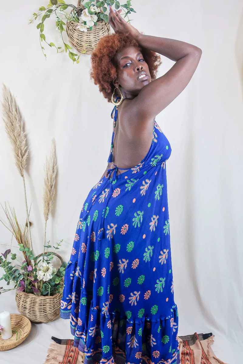 Blossom Halter-Neck Maxi Dress - Deep Sea Coral - Free Size L - Image 3