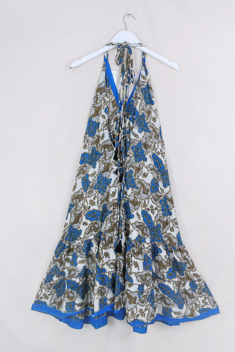 Blossom Halter-Neck Midi Dress - Nutmeg & Azure Baroque - Free Size M/L - Image 3
