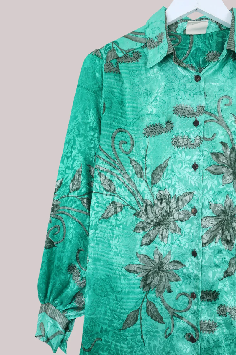 Bonnie Shirt Dress - Shimmering Turquoise - Size L/XL - Image 2
