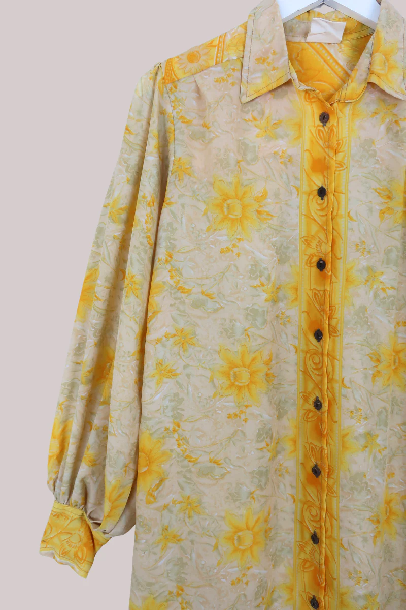 Bonnie Shirt Dress - Sunrise Yellow Flowers - Size L - Image 2