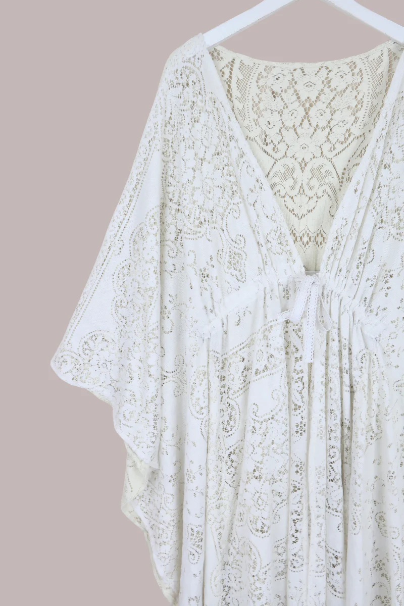 Carlotta Butterfly Robe in Nymph White Lace - Free Size - Image 2