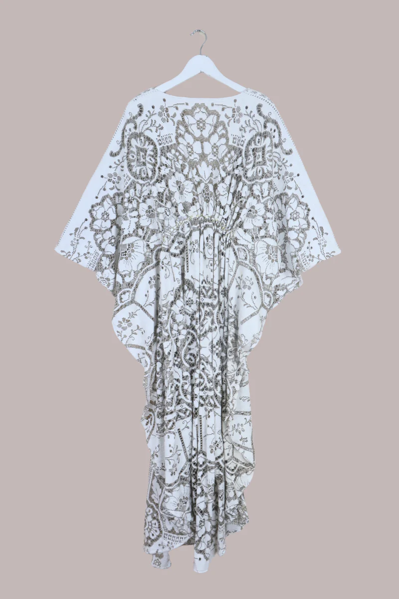 Carlotta Butterfly Robe in Taupe & White Lace - Free Size - Image 3