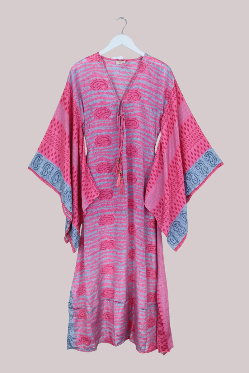 Cassandra Maxi Kaftan in Berry Pink Paisley - Size M/L