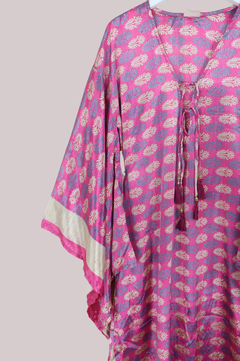 Cassandra Maxi Kaftan in Fuschia Abstract Florals - Size L/XL - Image 2
