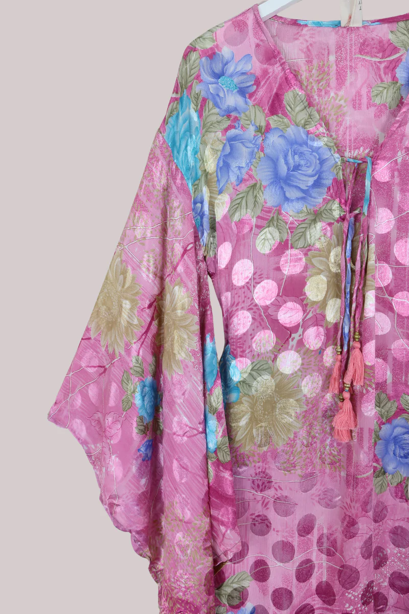 Cassandra Maxi Kaftan in Peony Pink Polka - Size XXL - Image 2