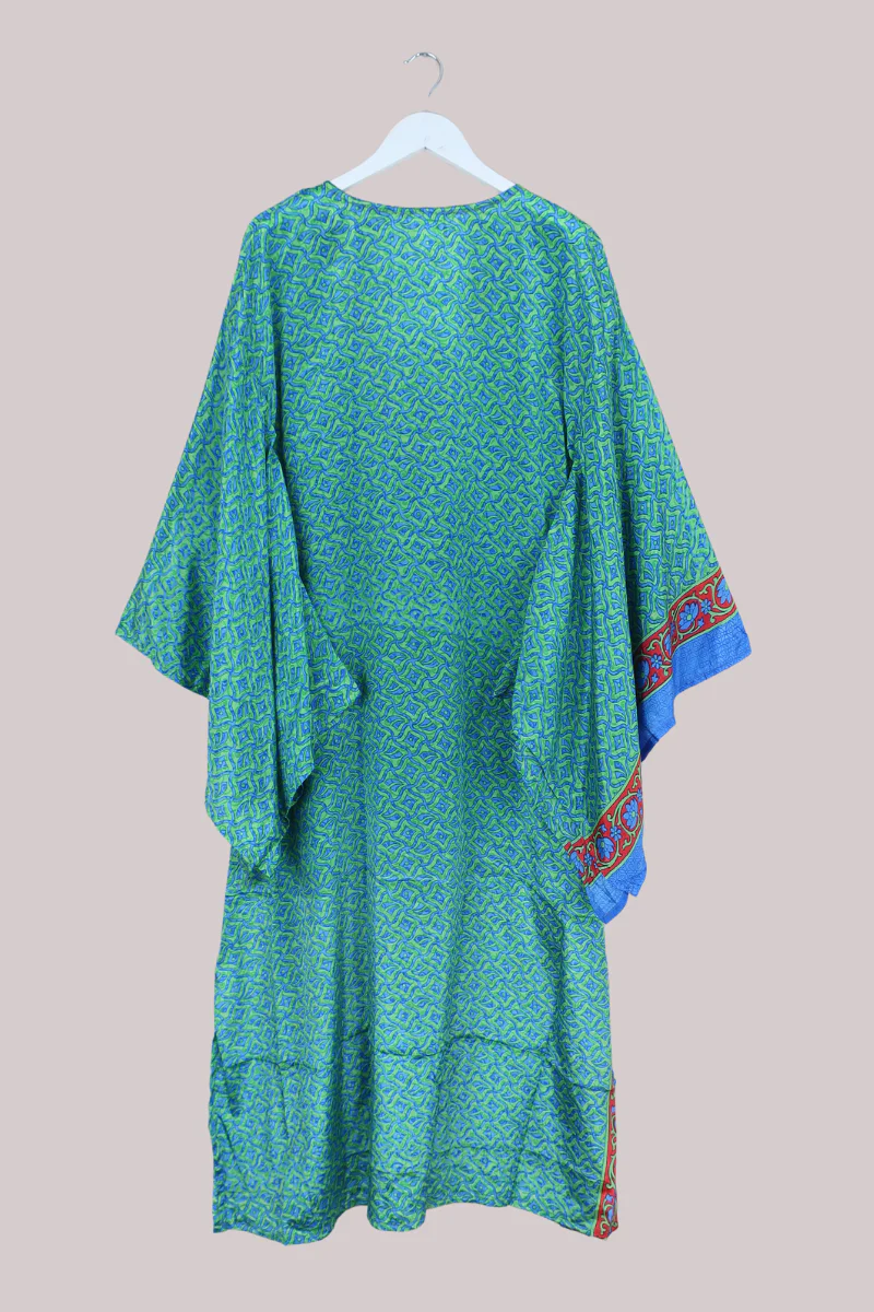 Cassandra Maxi Kaftan in Prismarine & Garnet - Size L/XL - Image 3