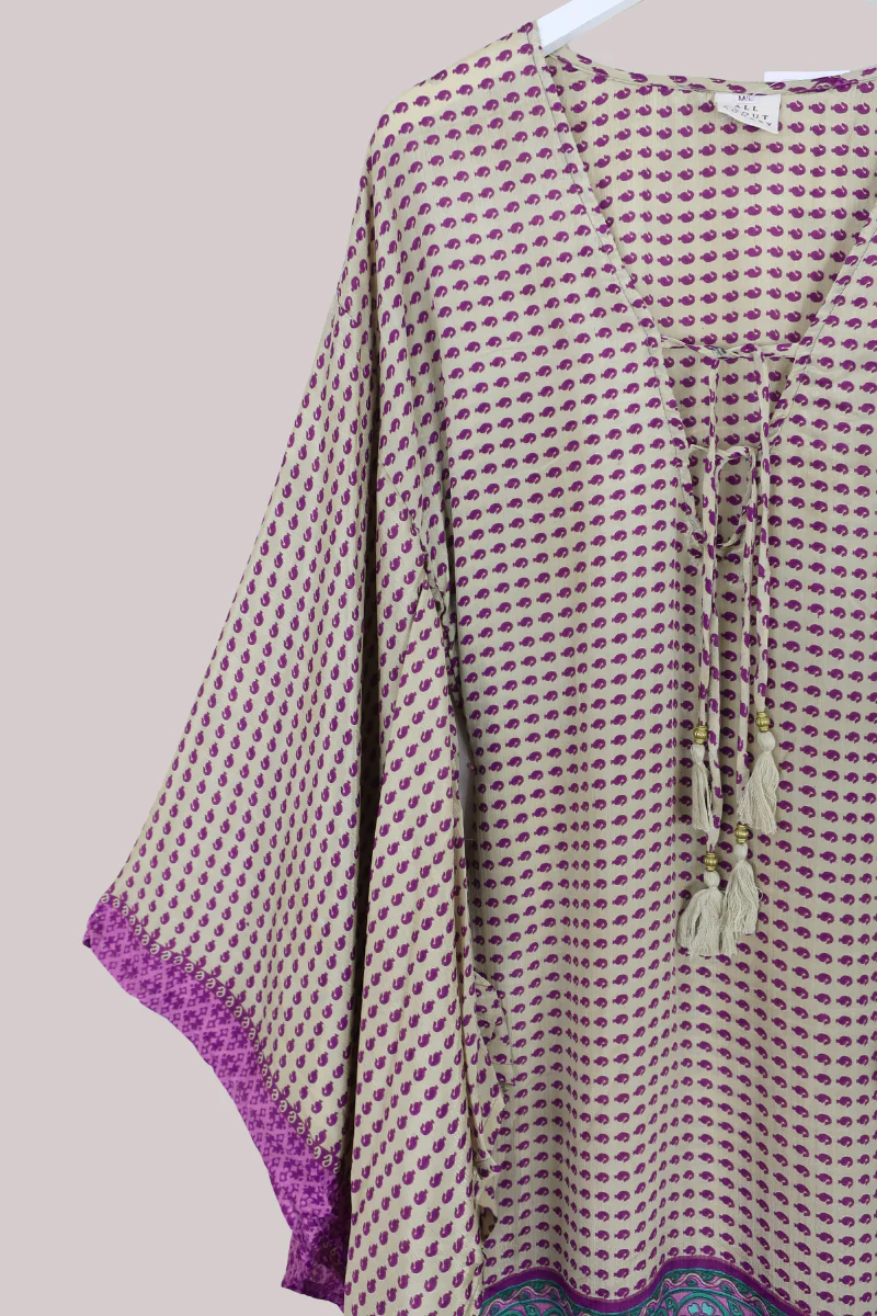 Cassandra Maxi Kaftan in Purple Paisley - Size L/XL - Image 2