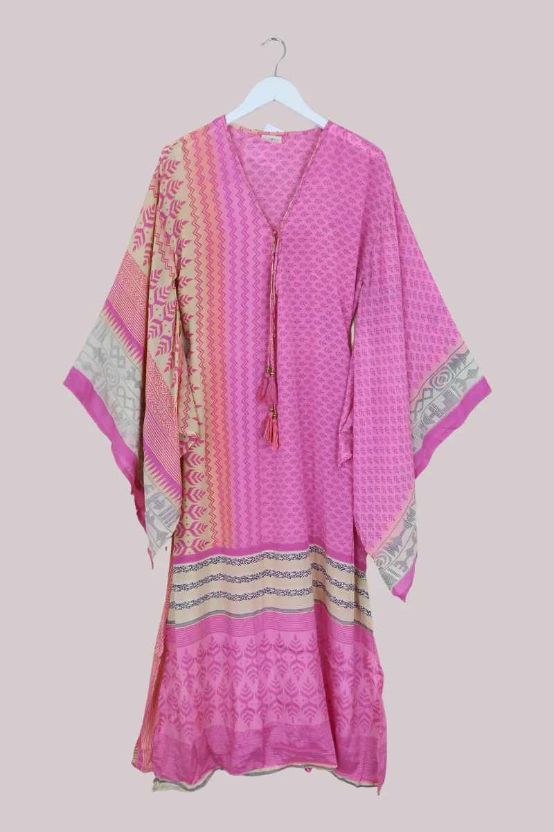 Cassandra Maxi Kaftan in Sherbet Pink - Size M/L