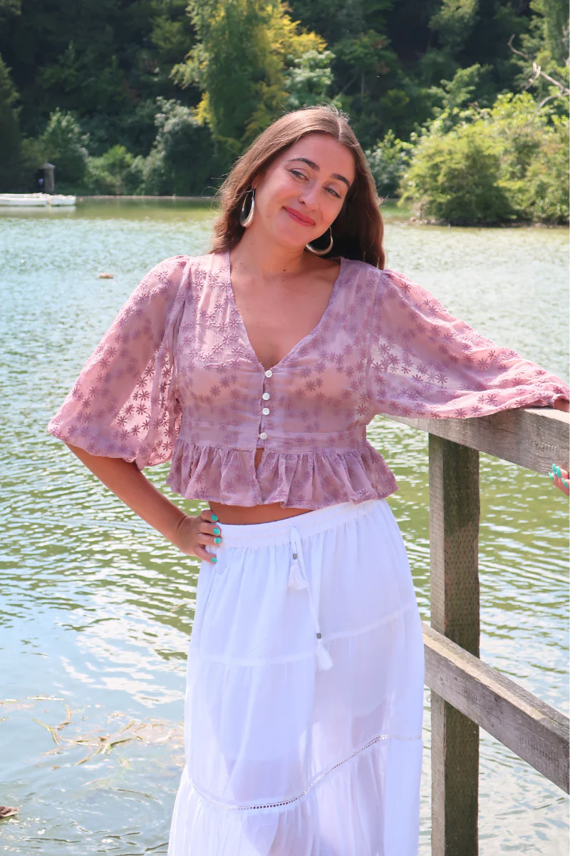 Catherine Sheer Blouse in Storybook Purple - Image 3