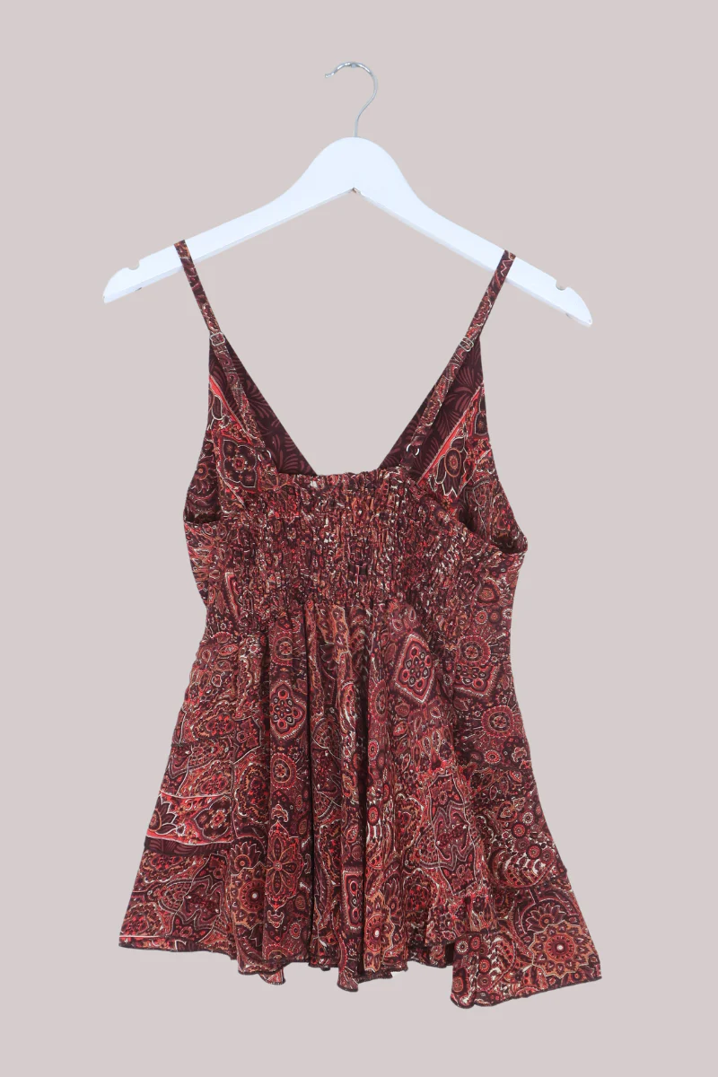 Celeste Babydoll Cami Top in Bowie Red Mandala - Image 6