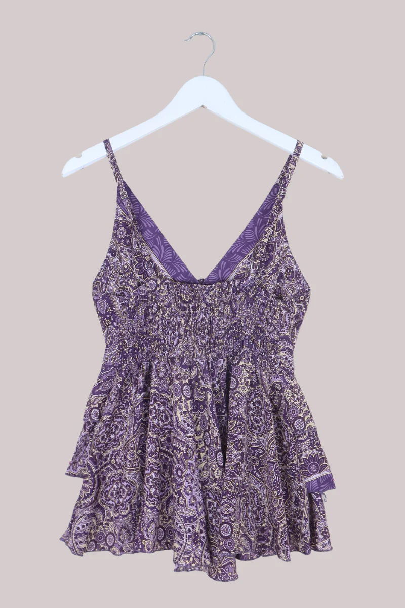 Celeste Babydoll Cami Top in Joplin Purple Mandala - Image 6
