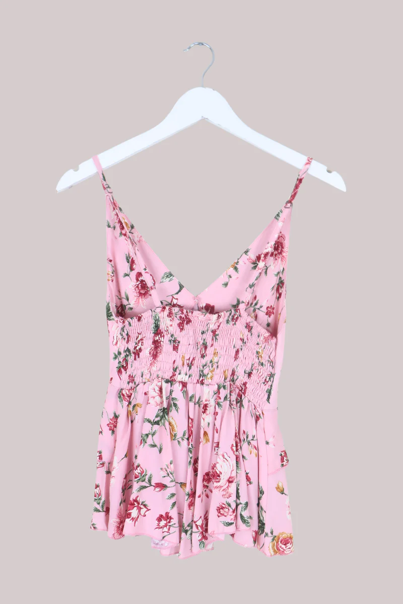 Celeste Babydoll Cami Top in Daydream Pink Roses - Image 3