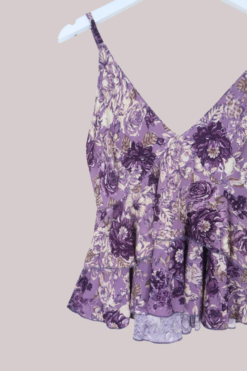Celeste Babydoll Cami Top in Whisper Purple Floral - Image 2