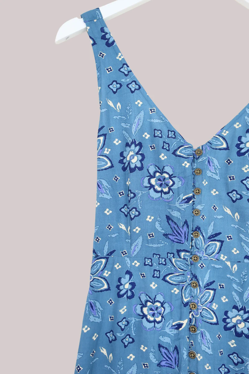 Chloe Maxi Dress in Ocean Blue Hibiscus - Image 4