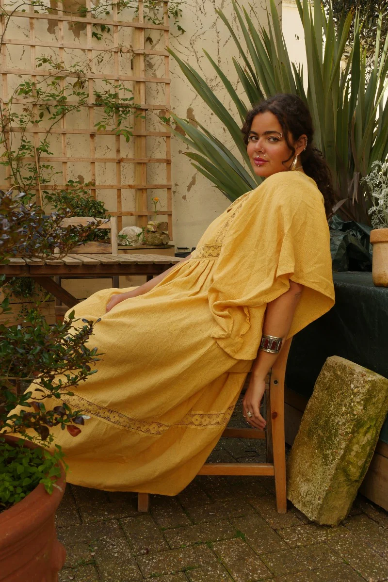 Cordelia Midi Dress in Daffodil Yellow - Image 3