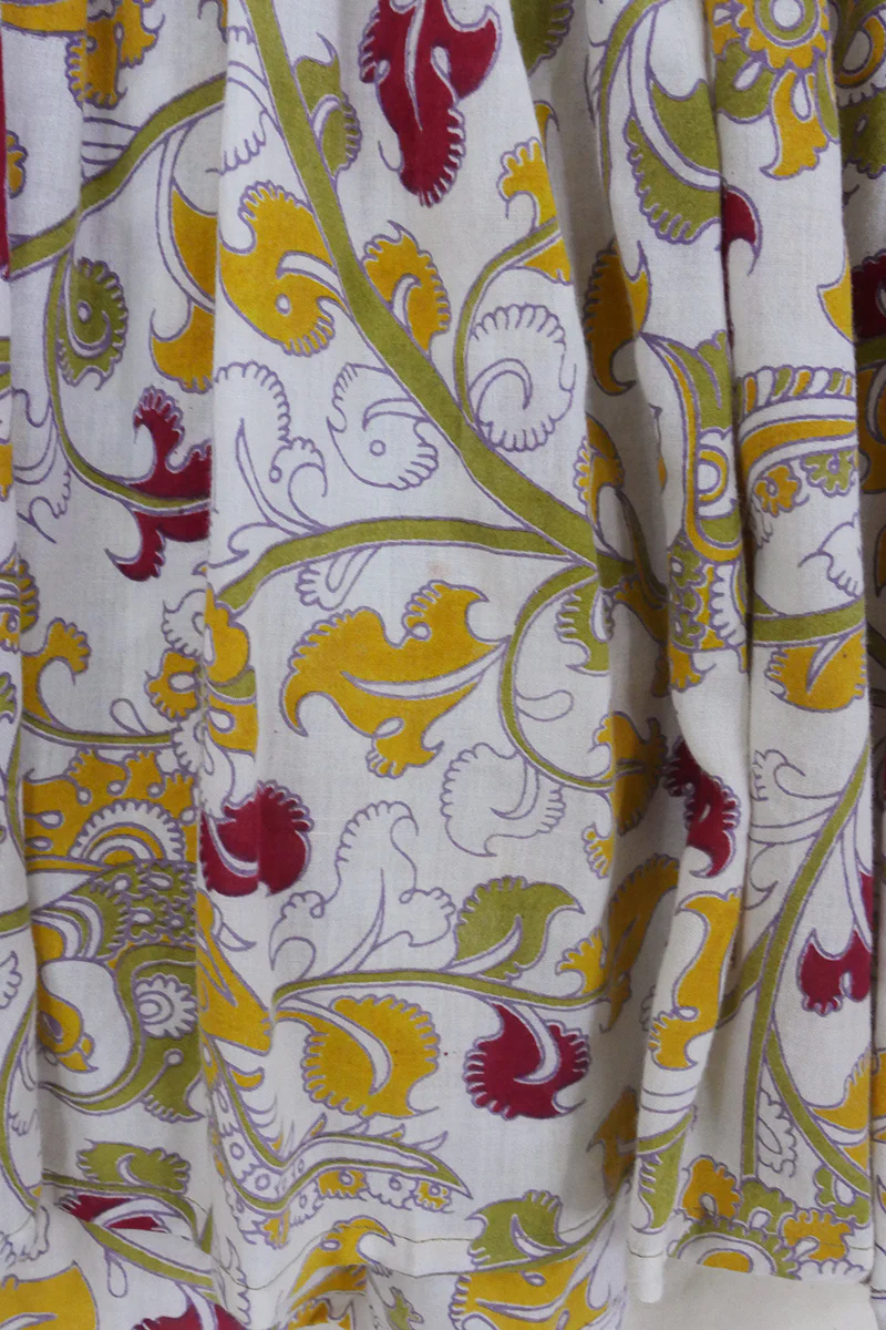 Daisy Smock Top - Butter & Burnt Umber Floral - Vintage Cotton - Size S/M - Image 4
