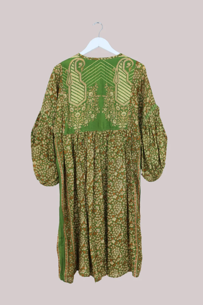 Daisy Vintage Cotton Midi Dress in Spring Awakening Green - Size S/M - Image 3
