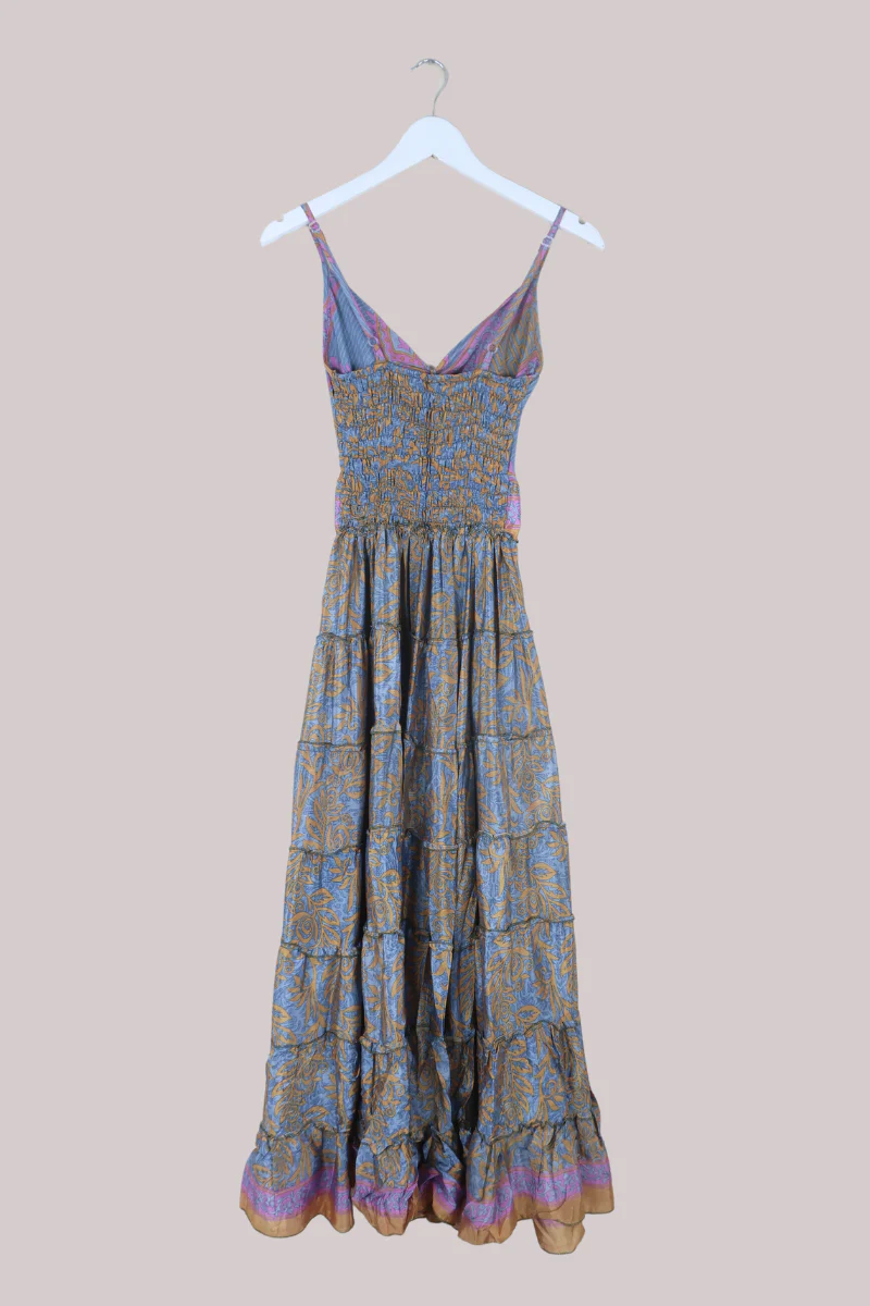 Delilah Recycled Sari Maxi Dress in Metallic Pastel Paisley - Size XS - Image 3