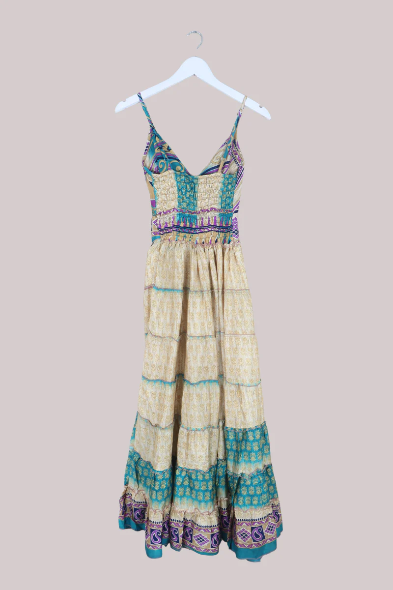 Delilah Recycled Sari Maxi Dress in Sand Dune Paisley - Size XS - Image 2