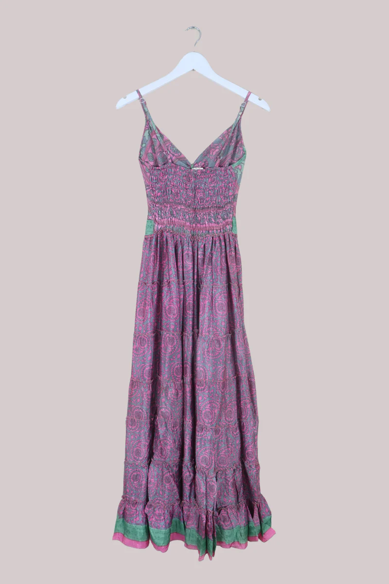 Delilah Recycled Sari Maxi Dress in Tulip Pink Paisley - Size XS - Image 3