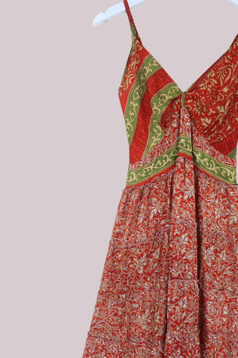 Delilah Recycled Sari Maxi Dress in Rustic Floral Tile - Size XS - Image 2
