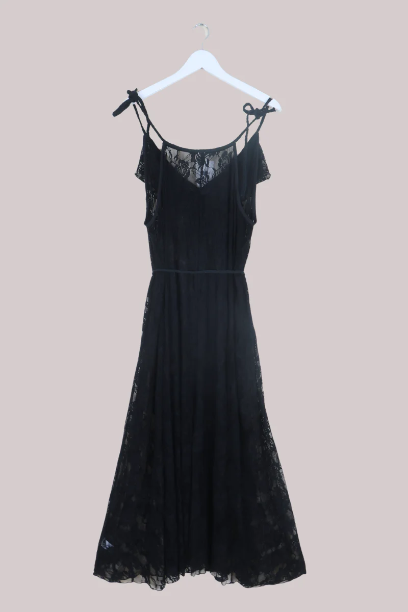 Delphi Maxi Dress in Black Swan Chantilly Lace - Image 8
