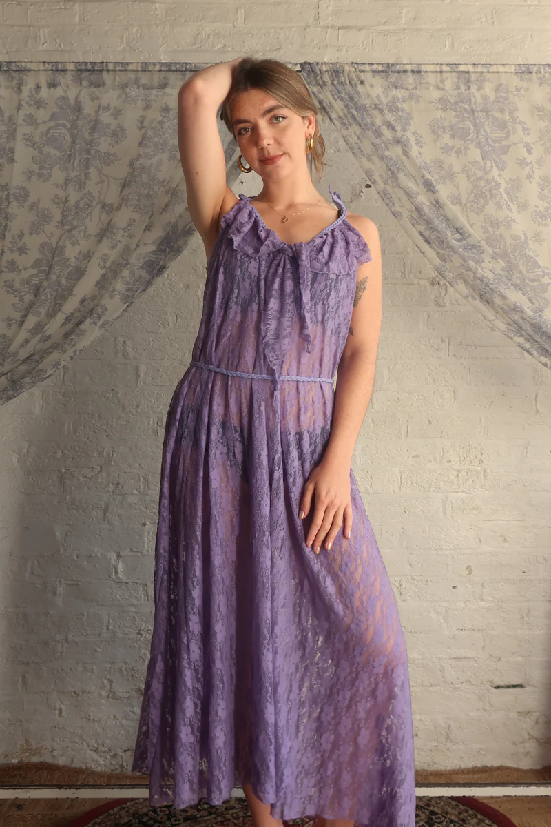 Delphi Maxi Dress in Periwinkle Purple Chantilly Lace - Image 7