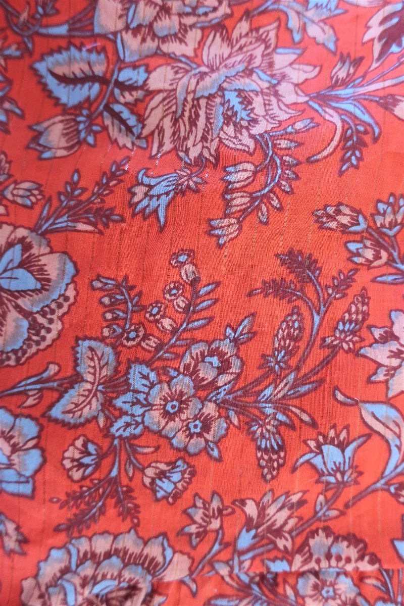 Diana Wrap Top in Coral Orange Floral - Image 5