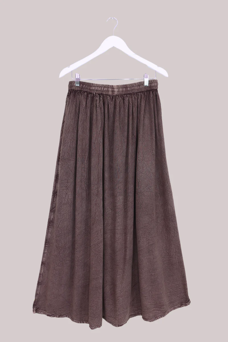 Embroidered Drawstring Maxi Skirt in Dark Mauve - Free Size - Image 5