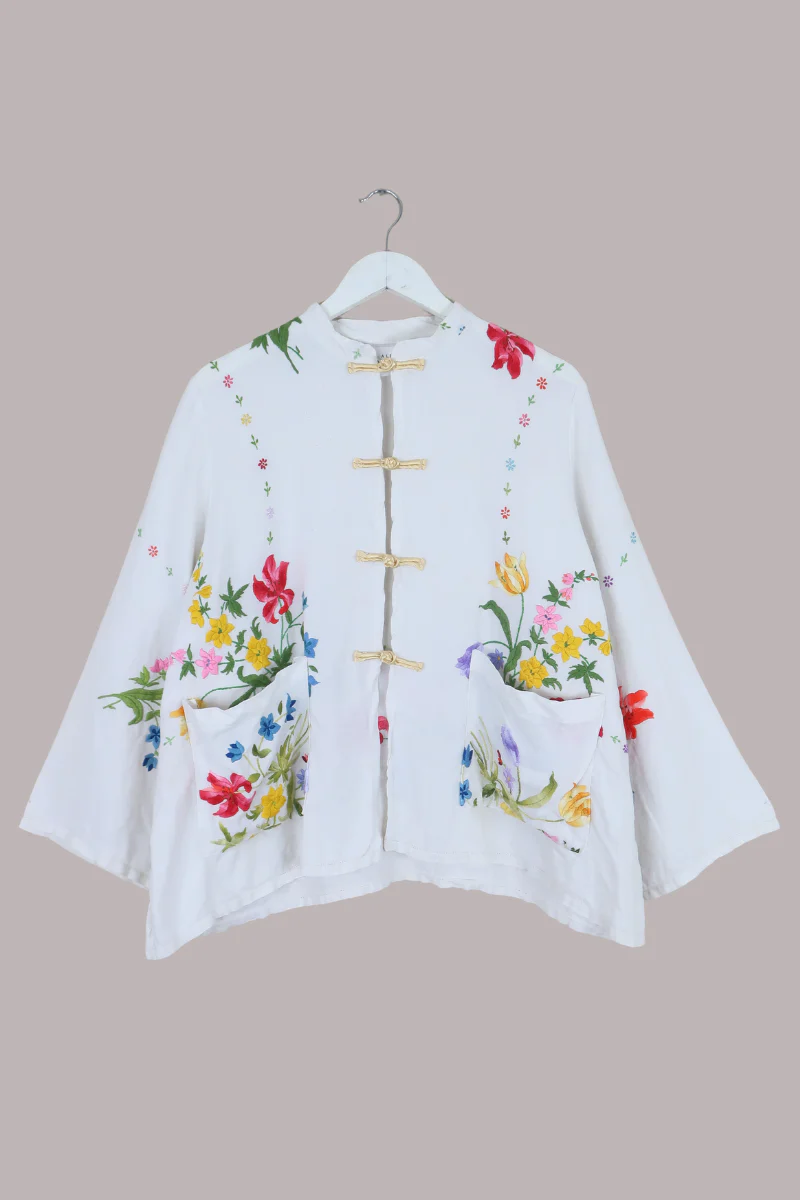 Emmeline Vintage Tablecloth Jacket in Bouquet Of Lillies