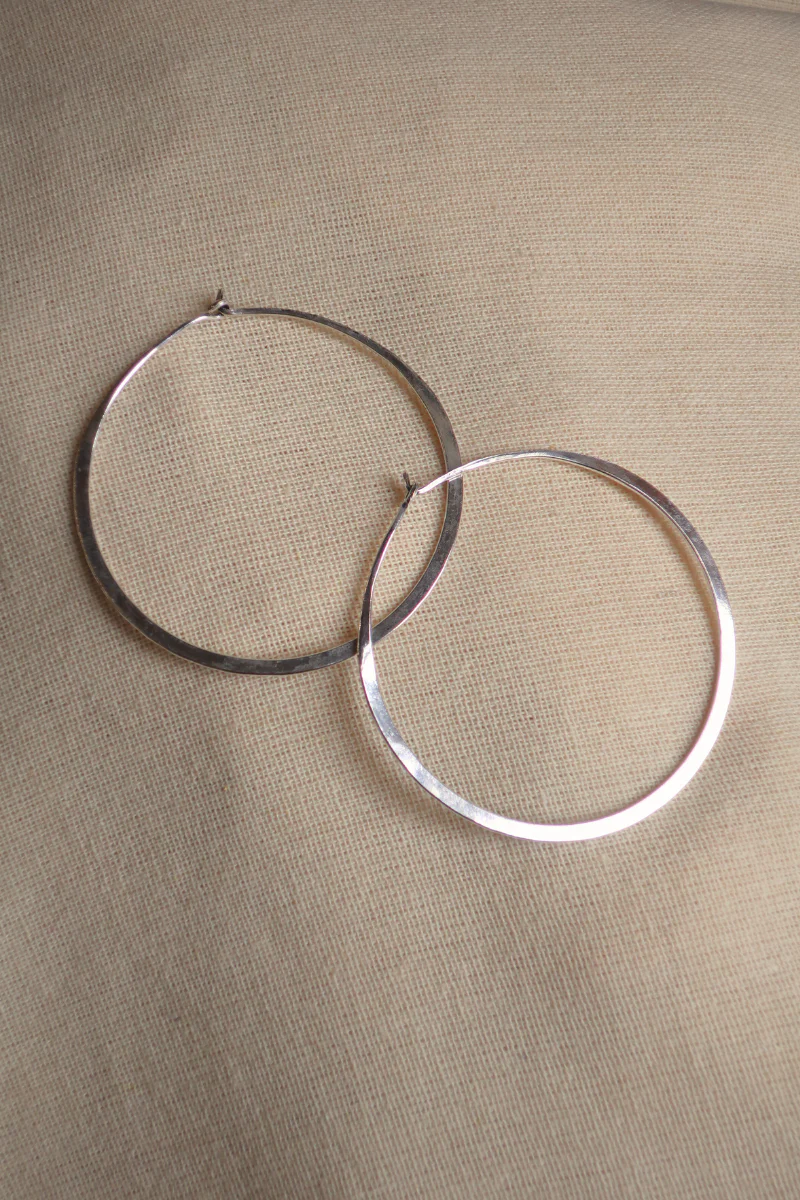 Extra Large Flat Hoop Earrings in Silver