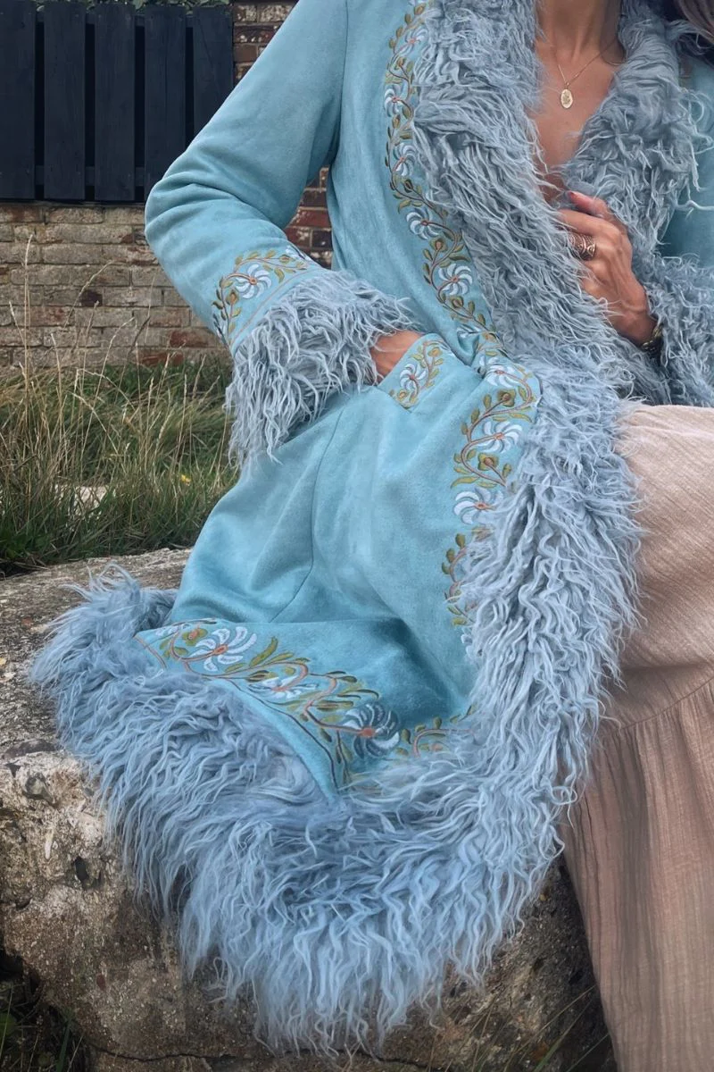 Fleetwood Embroidered Penny Lane Coat in Dreams Blue - Image 3