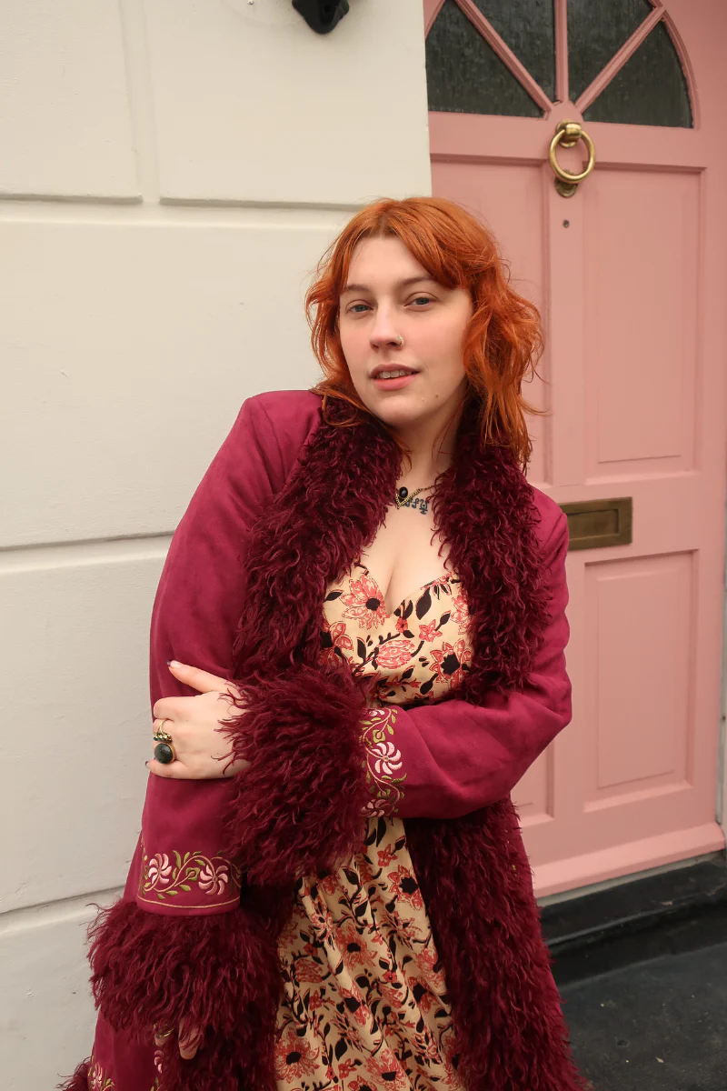 Fleetwood Embroidered Penny Lane Coat in Tango in the Night Burgundy - Image 5