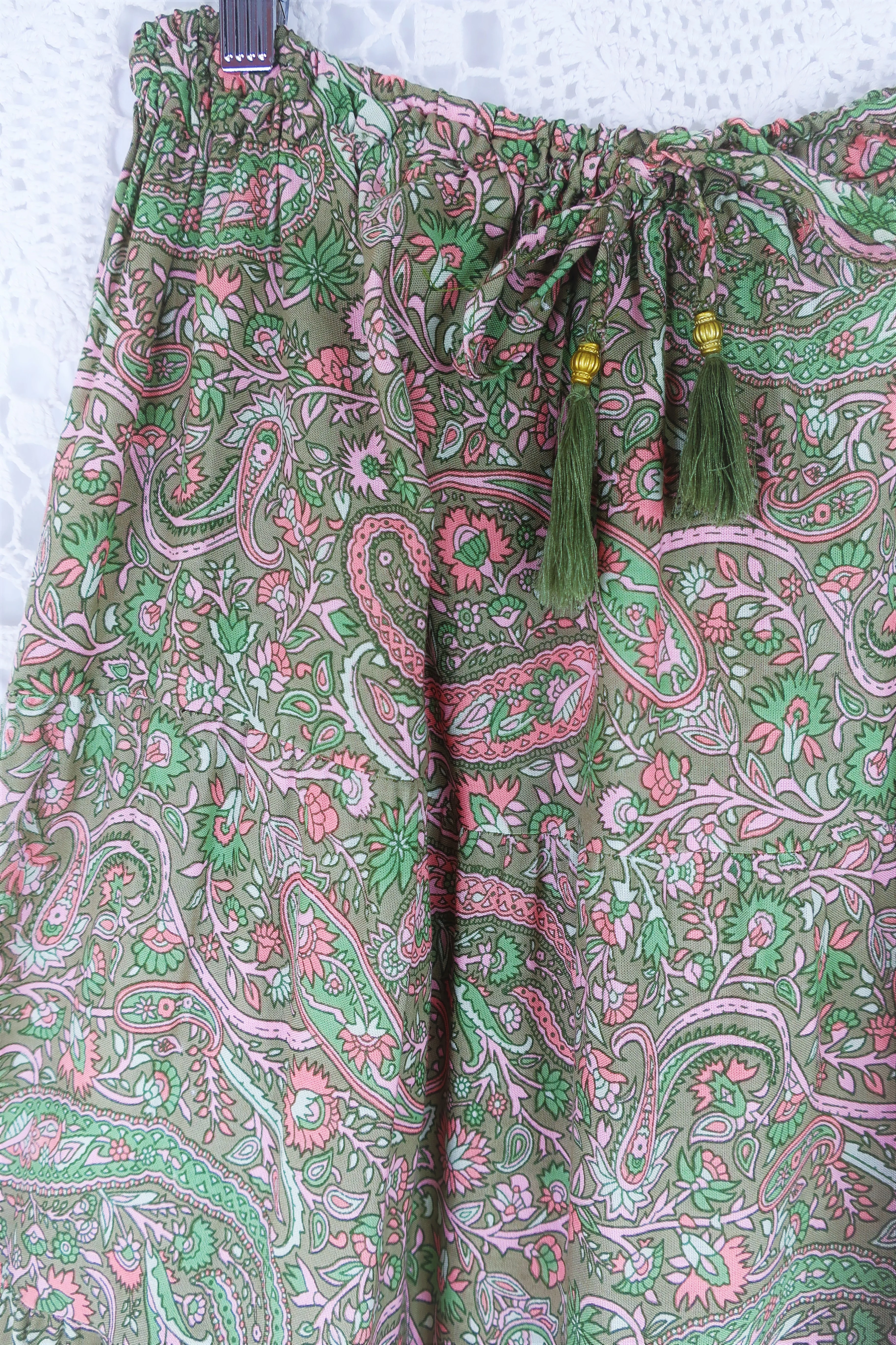 Florence Prairie Skirt in Sage & Blush Paisley - Free Size - Image 3