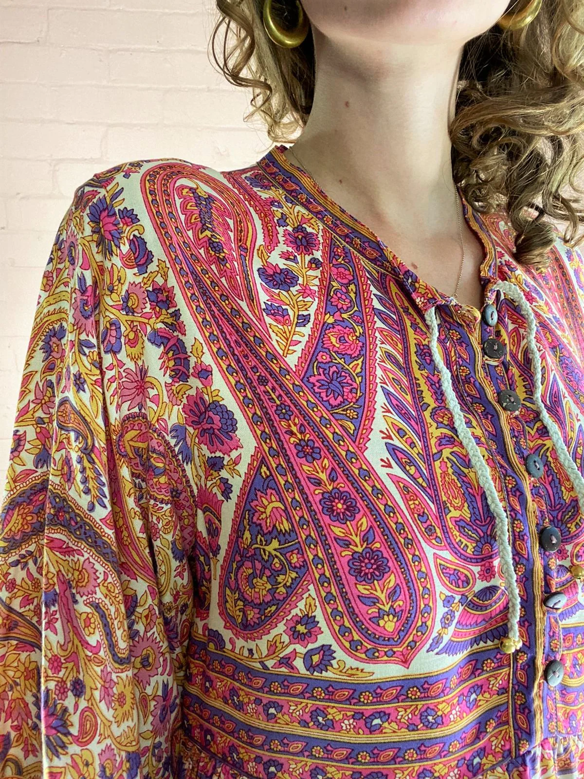 Florence Smock Top in Ivory & Violet Rose Paisley Floral - Image 10