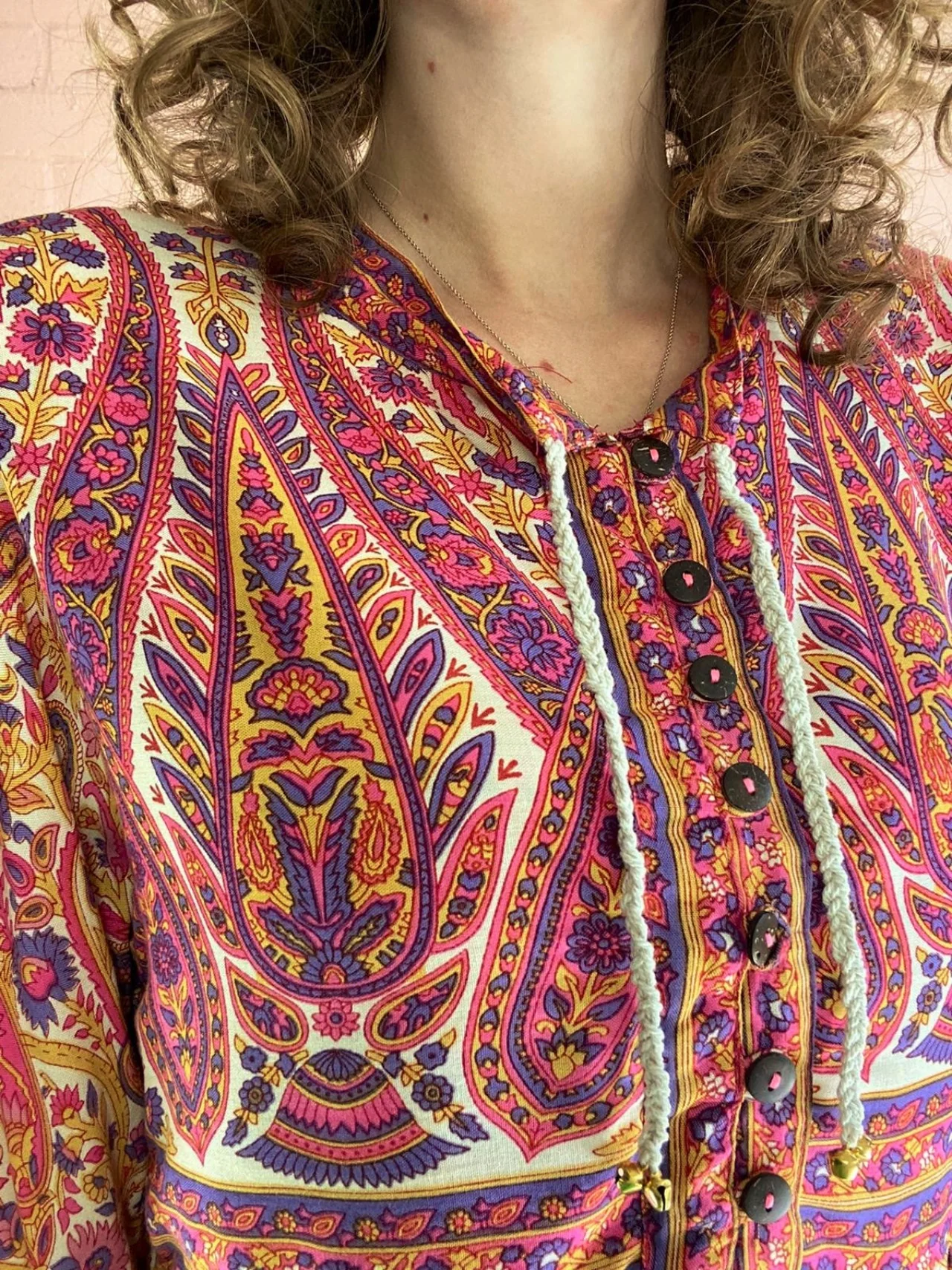 Florence Smock Top in Ivory & Violet Rose Paisley Floral - Image 4