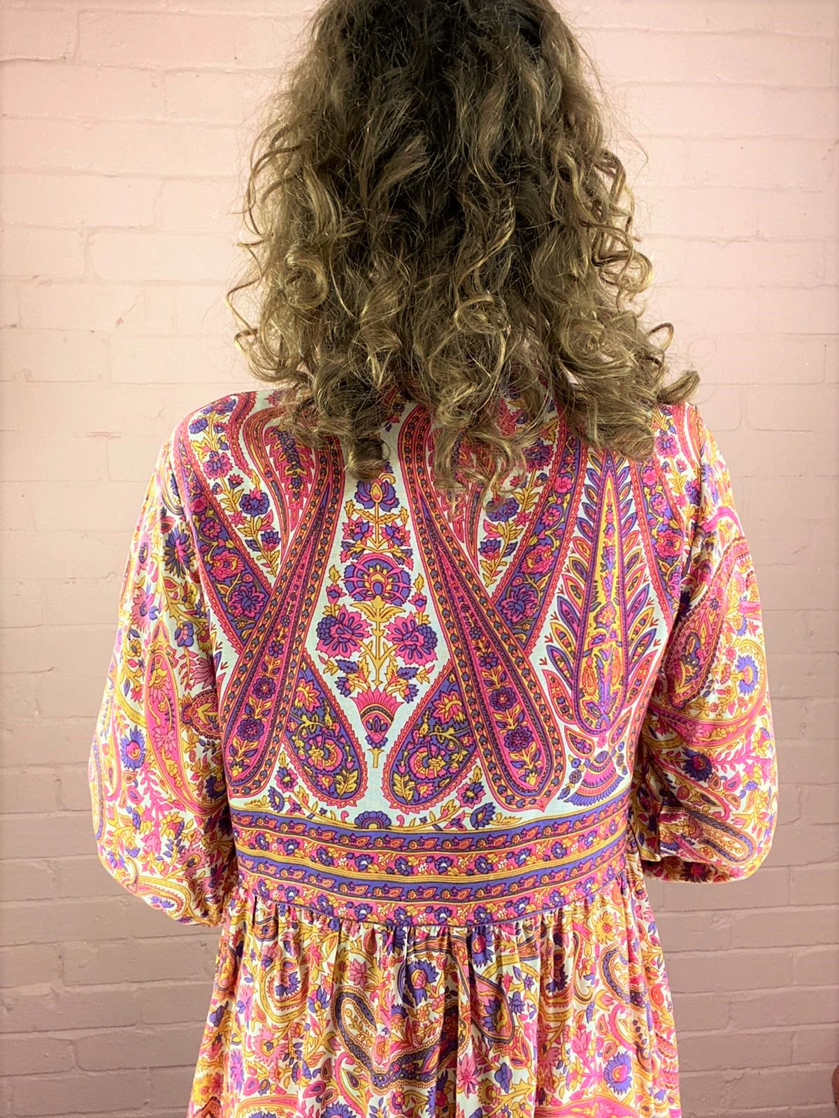 Florence Smock Top in Ivory & Violet Rose Paisley Floral - Image 7